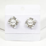 99023, PEARL WITH RHINESTONE STUD EARRING