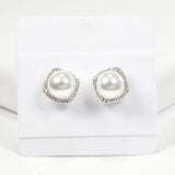 99024, PEARL WITH RHINESTONE STUD EARRING