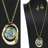 99025, ROUND SHELL ACCENT LONG PENDANT NECKLACE