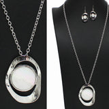 99025, ROUND SHELL ACCENT LONG PENDANT NECKLACE