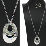 99027, GEOMETRIC SHELL ACCENT LONG PENDANT NECKLACE