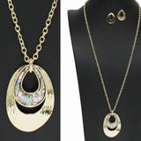 99027, GEOMETRIC SHELL ACCENT LONG PENDANT NECKLACE
