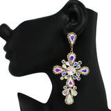 99037, CROSS RHINESTONE DANGLE EARRING