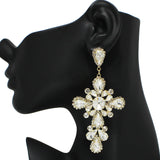 99037, CROSS RHINESTONE DANGLE EARRING