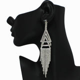 99052, TRIANGLE CRYSTAL RHINESTONE DANGLE EARRING