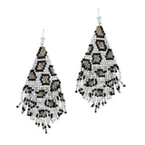 99058, LEOPARD SEED BEADED FRINGE EARRING