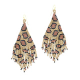 99058, LEOPARD SEED BEADED FRINGE EARRING