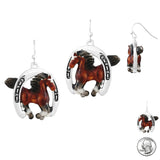 99061, HORSE ENAMEL DANGLE EARRING