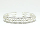 99068, PEARL WITH CRYSTAL RHINESTONE ELASTIC CUFF BRACELET