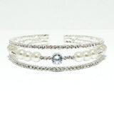 99070, PEARL WITH CRYSTAL RHINESTONE ELASTIC CUFF BRACELET