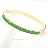 99077, BAGUETTE CUBIC ZIRCONIA ACCENT STAINLESS STEEL BANGLE BRACELET