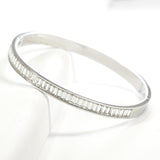 99077, BAGUETTE CUBIC ZIRCONIA ACCENT STAINLESS STEEL BANGLE BRACELET