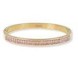 99077, BAGUETTE CUBIC ZIRCONIA ACCENT STAINLESS STEEL BANGLE BRACELET