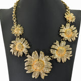 99080, SUNFLOWER TEXTURED METAL NECKLACE