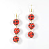 99081, PLAID WOOD BALL DANGLE EARRING