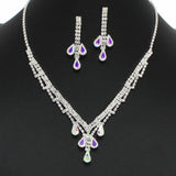 99085, TEARDROP ACCENT CRYSTAL RHINESTONE NECKLACE SET