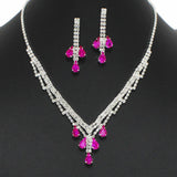 99085, TEARDROP ACCENT CRYSTAL RHINESTONE NECKLACE SET