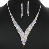 99088, V-SHAPE CRYSTAL RHINESTONE NECKLACE SET