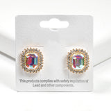 99090, GEOMETRIC ACCENT CRYSTAL RHINESTONE STUD EARRING