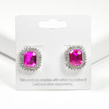 99090, GEOMETRIC ACCENT CRYSTAL RHINESTONE STUD EARRING