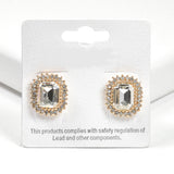 99090, GEOMETRIC ACCENT CRYSTAL RHINESTONE STUD EARRING
