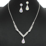 99107, TEARDROP ACCENT CRYSTAL RHINESTONE NECKLACE SET