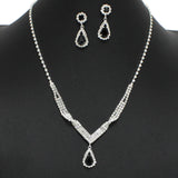 99107, TEARDROP ACCENT CRYSTAL RHINESTONE NECKLACE SET