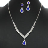 99107, TEARDROP ACCENT CRYSTAL RHINESTONE NECKLACE SET