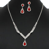 99107, TEARDROP ACCENT CRYSTAL RHINESTONE NECKLACE SET