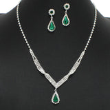 99107, TEARDROP ACCENT CRYSTAL RHINESTONE NECKLACE SET