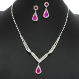 99107, TEARDROP ACCENT CRYSTAL RHINESTONE NECKLACE SET