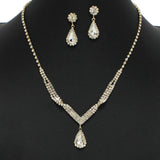 99107, TEARDROP ACCENT CRYSTAL RHINESTONE NECKLACE SET
