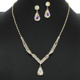 99107, TEARDROP ACCENT CRYSTAL RHINESTONE NECKLACE SET