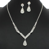 99107, TEARDROP ACCENT CRYSTAL RHINESTONE NECKLACE SET