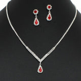 99108, TEARDROP ACCENT CRYSTAL RHINESTONE NECKLACE SET
