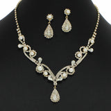 99113, CRYSTAL RHINESTONE WITH PEARL NECKLACE SET