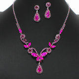 99124, BUTTERFLY ACCENT CRYSTAL RHINESTONE NECKLACE SET