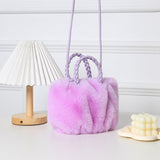 99140, SOLID COLOR FAUX FUR POUCH CROSSBODY BAG