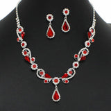 99150, TEARDROP, ROUND ACCENT CRYSTAL RHINESTONE NECKLACE SET