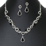 99150, TEARDROP, ROUND ACCENT CRYSTAL RHINESTONE NECKLACE SET