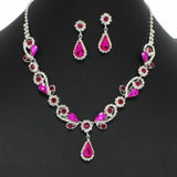 99150, TEARDROP, ROUND ACCENT CRYSTAL RHINESTONE NECKLACE SET