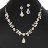 99150, TEARDROP, ROUND ACCENT CRYSTAL RHINESTONE NECKLACE SET