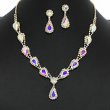 99152, TEARDROP ACCENT CRYSTAL RHINESTONE NECKLACE SET