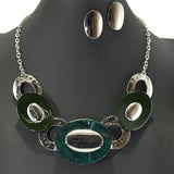 99161, OVAL CELLULOID ACCENT GEOMETRIC NECKLACE