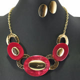 99161, OVAL CELLULOID ACCENT GEOMETRIC NECKLACE