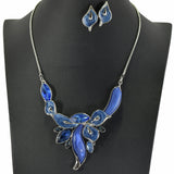 99162, FLORAL CELLULOID ACETATE WITH RHINESTONE NECKLACE