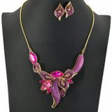 99162, FLORAL CELLULOID ACETATE WITH RHINESTONE NECKLACE