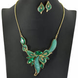 99162, FLORAL CELLULOID ACETATE WITH RHINESTONE NECKLACE