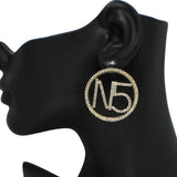 99169, NUMBER 5 CRYSTAL RHINESTONE EARRING