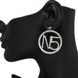 99169, NUMBER 5 CRYSTAL RHINESTONE EARRING